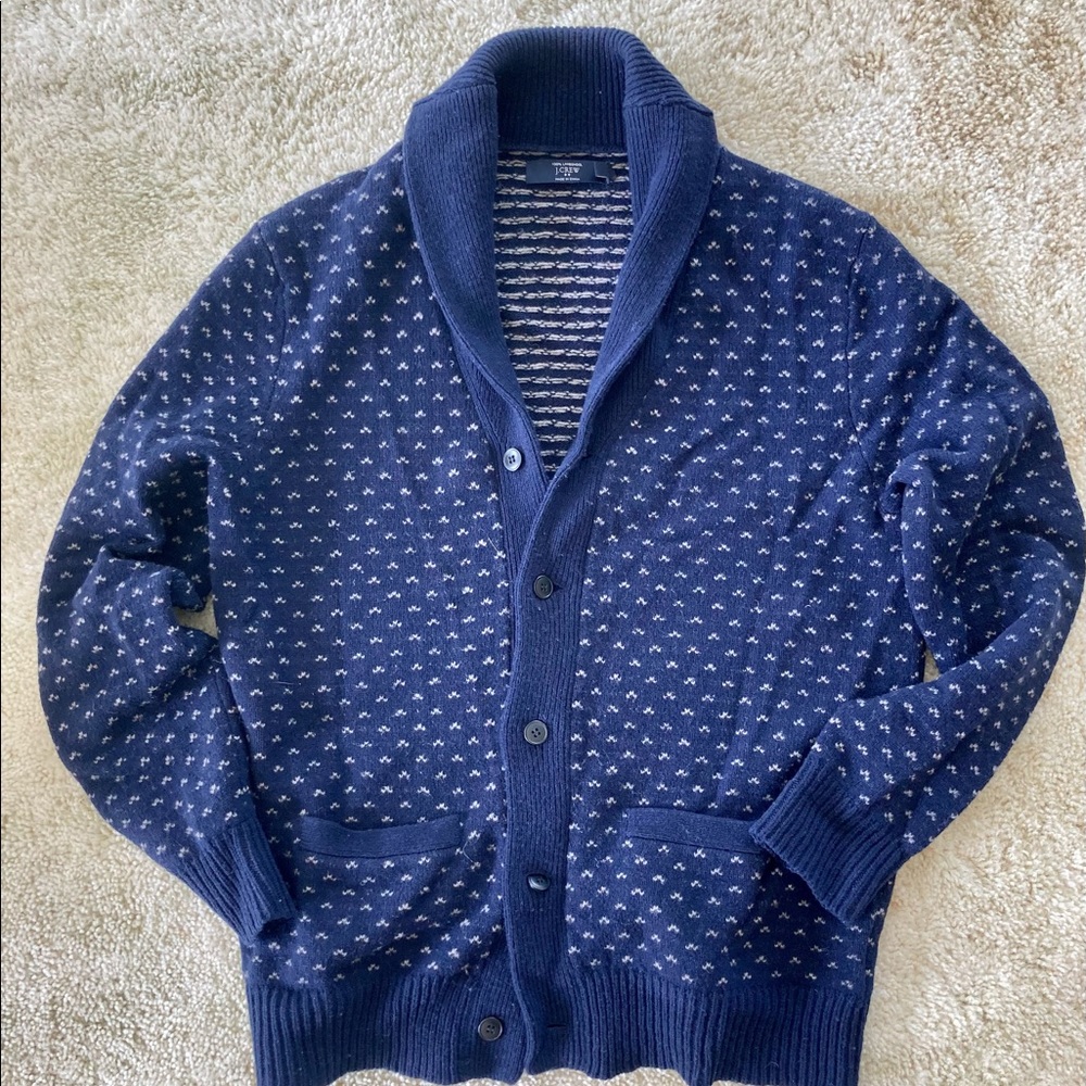 J Crew Lambswool Birdseye Shawl Collar Sweater